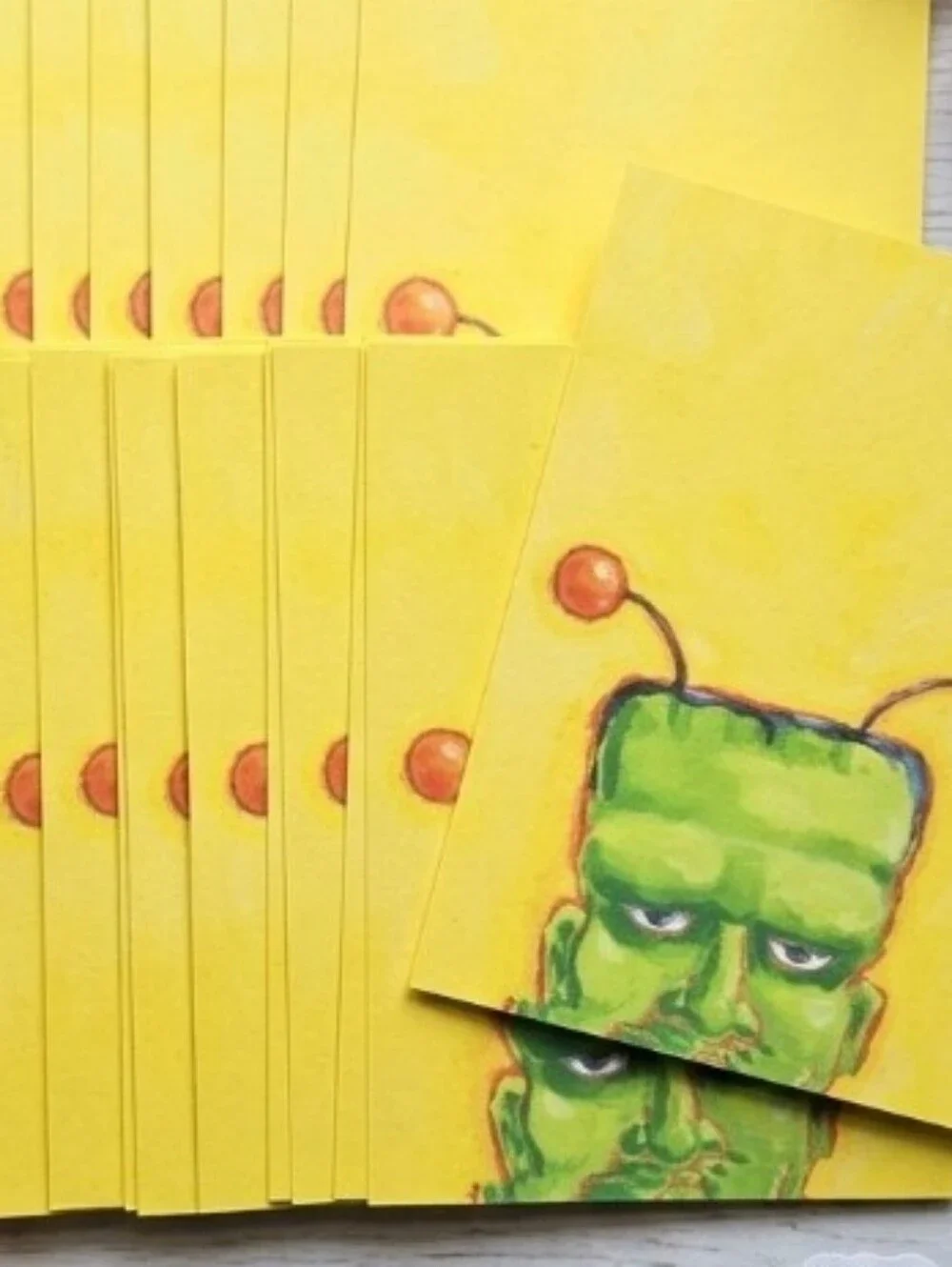 Halloween Monster Stationery Cards Stack 20 Fall Autumn Yellow Unique Thank U